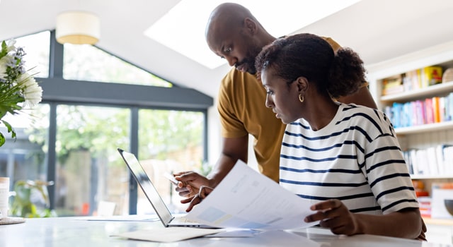 Young couple working